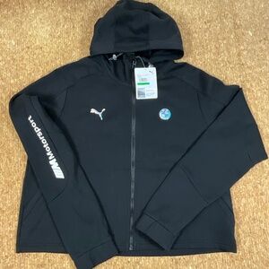 Puma BMW Motorsport Women’s Hooded Jacket Black Full Zip NWT Large